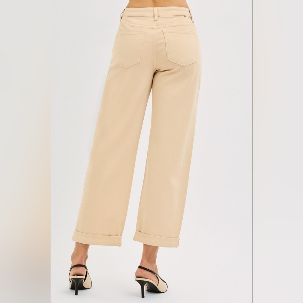 RISEN Women's Tummy Control Barrel Jeans Cuffed Neutral Cottagecore Various NEW - Picture 9 of 13